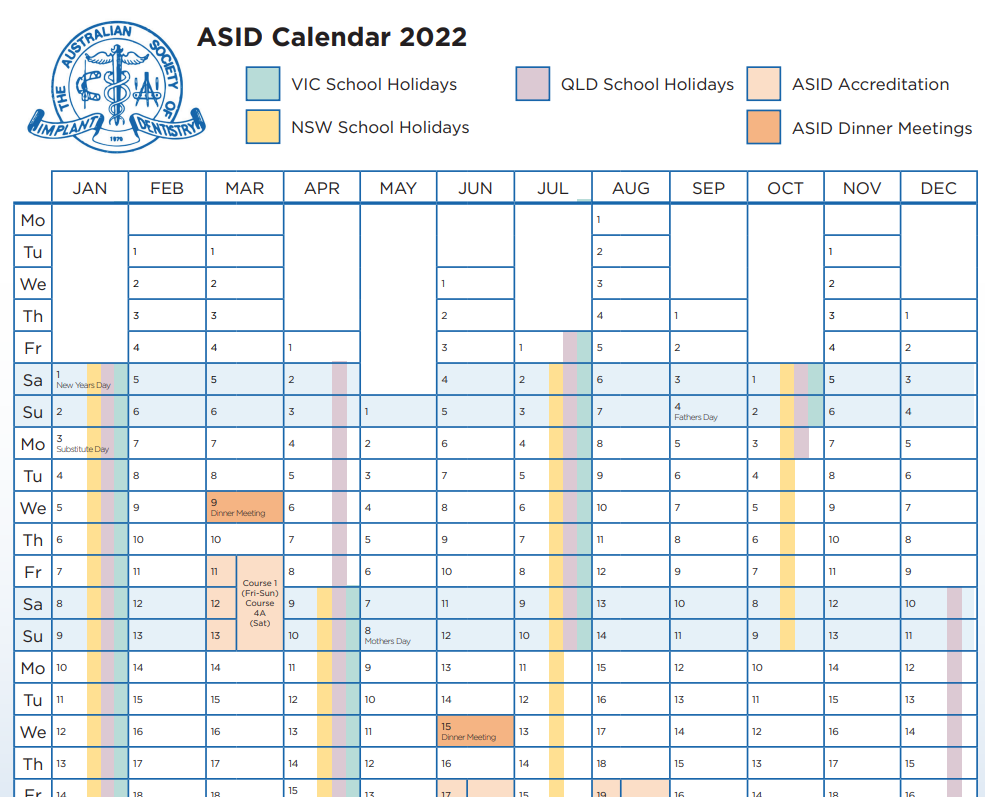 ASID Calendar 2022